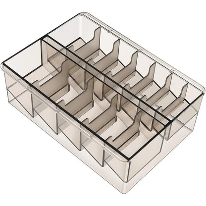 Perfitech clipper guard holder organizer front view showing twelve empty transparent slots