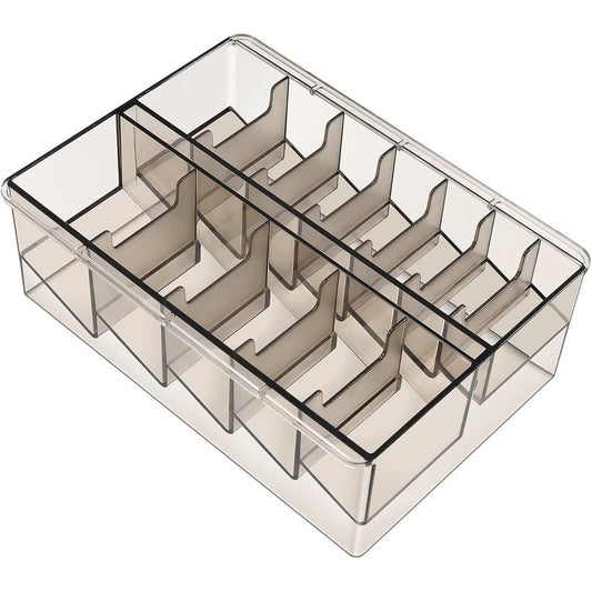Perfitech clipper guard holder organizer front view showing twelve empty transparent slots