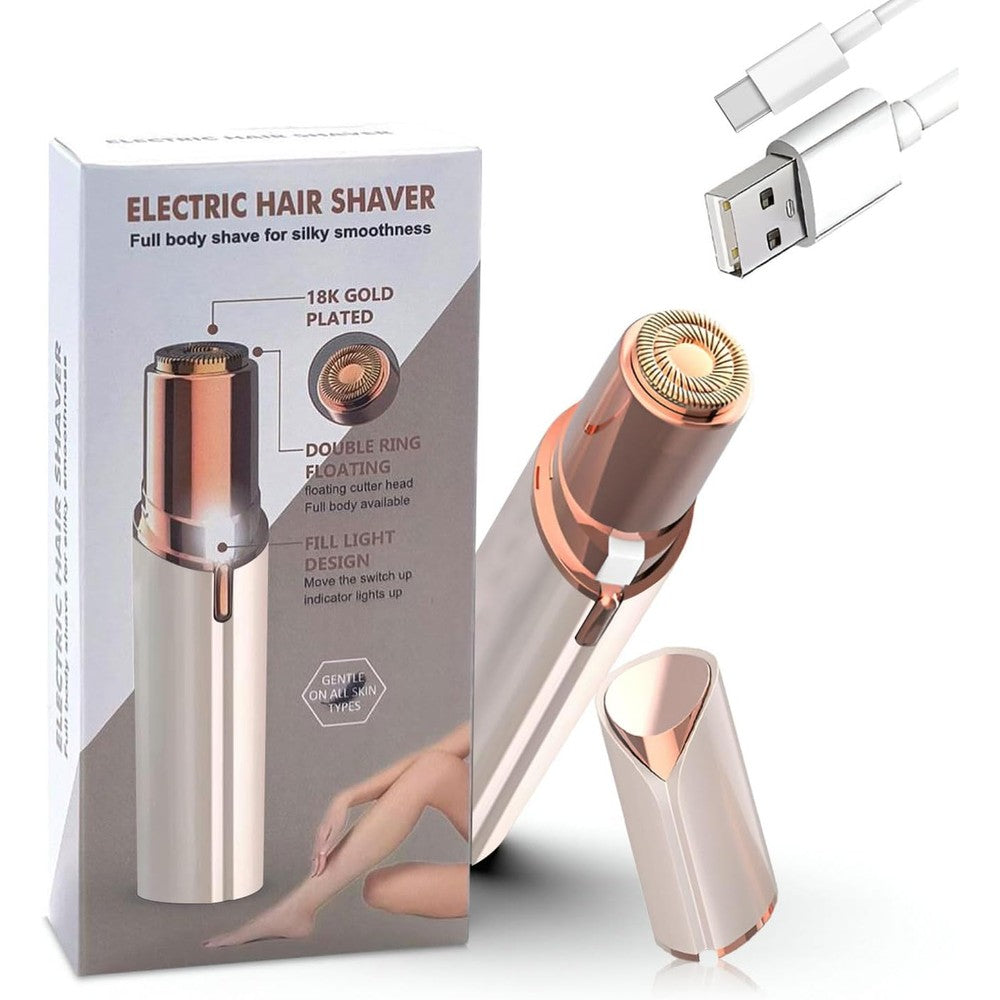 Infinity Choices electric facial hair remover in champagne color front view