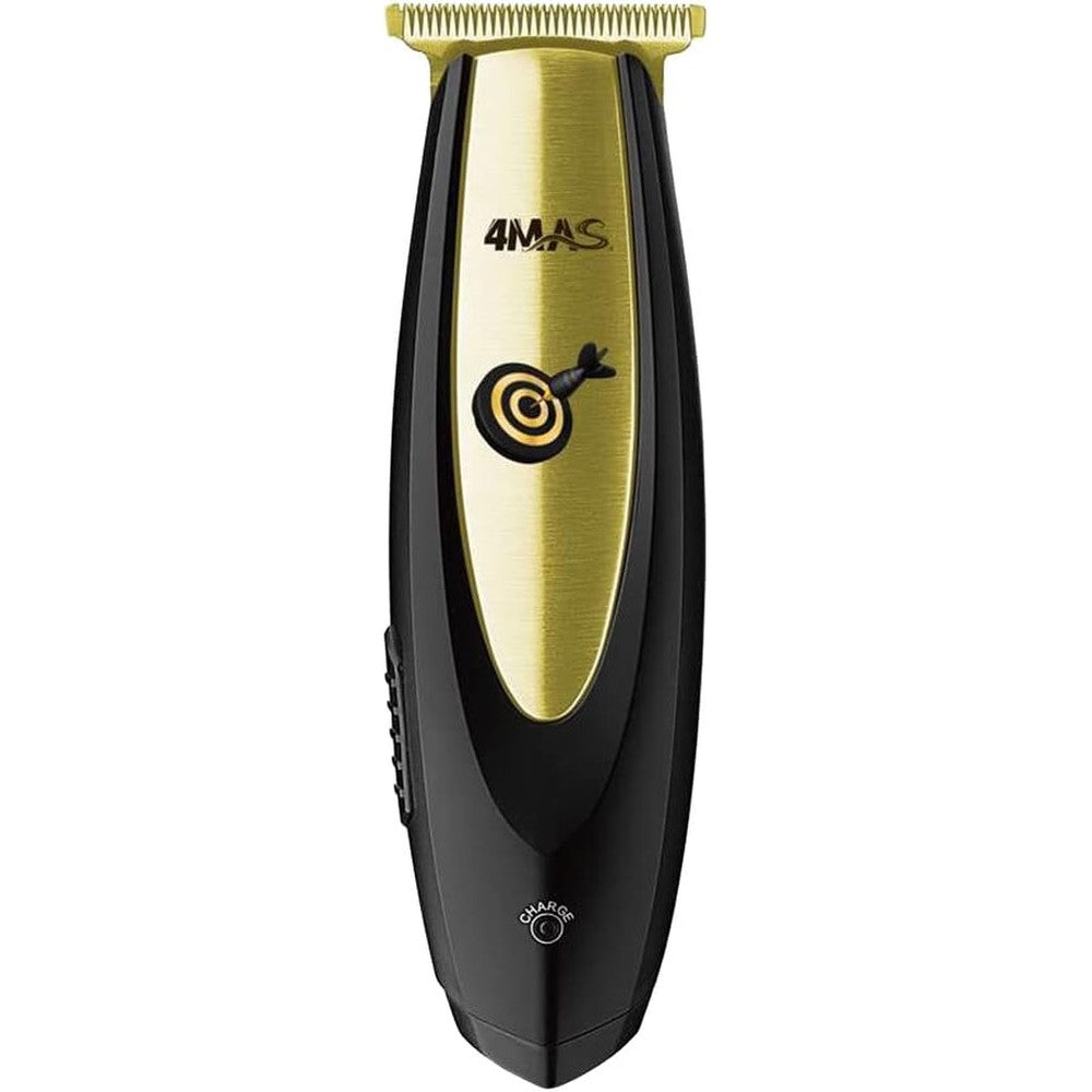 4MAS Bullseye Finishing Trimmer front view showing the gold zero gapped blade and black body.