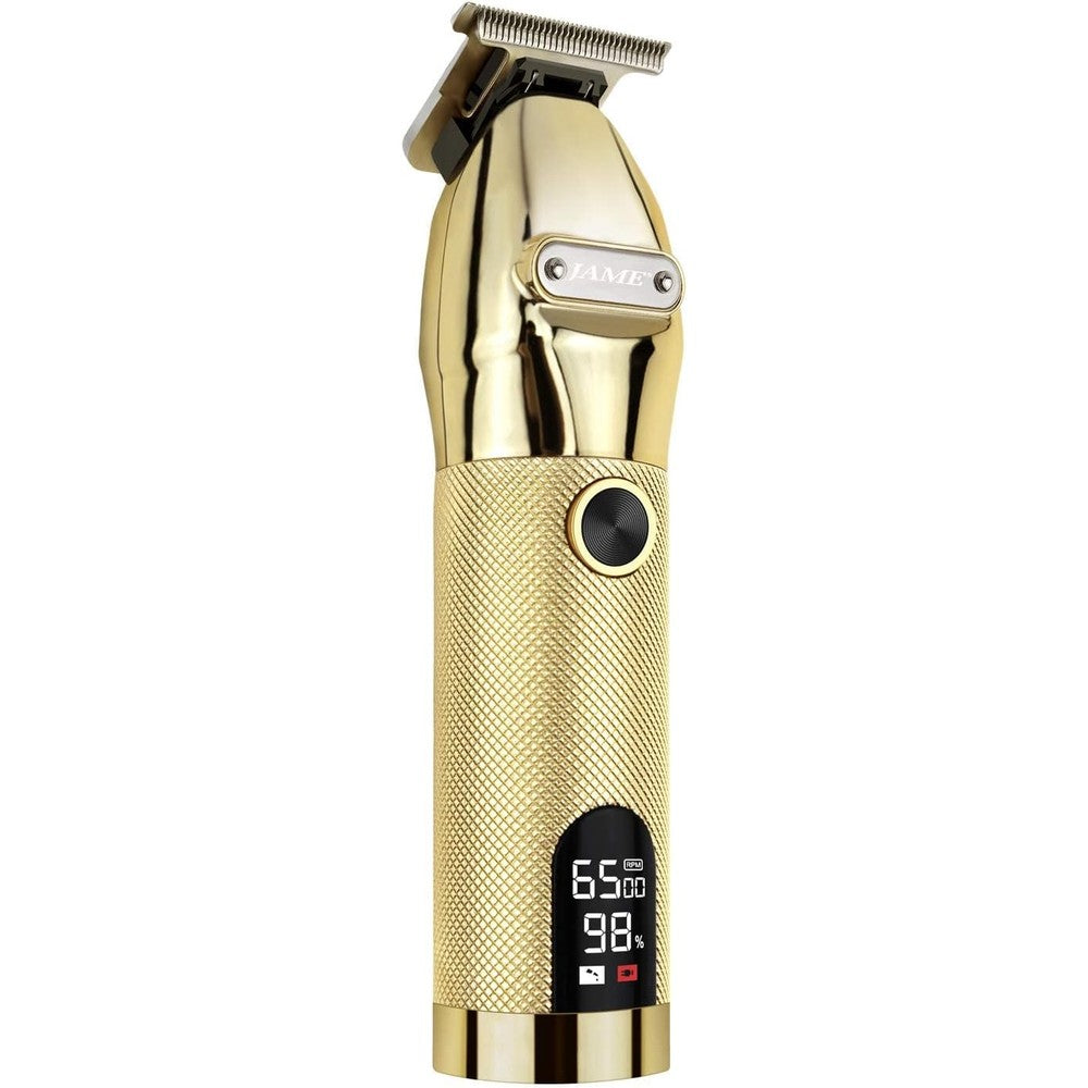 Ciwellu Professional Hair Trimmer front view showcasing the gold all-metal housing and premium zero-gapped T-blade.
