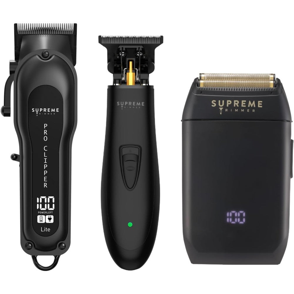 Supreme Trimmer 3-In-1 Barber Bundle front view showing clipper trimmer and shaver