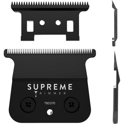 Supreme Trimmer replacement DLC T-blade front view showing dark diamond-like carbon finish.