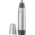 Braun unisex ear and nose hair trimmer front view showcasing the silver body and circular blade system.