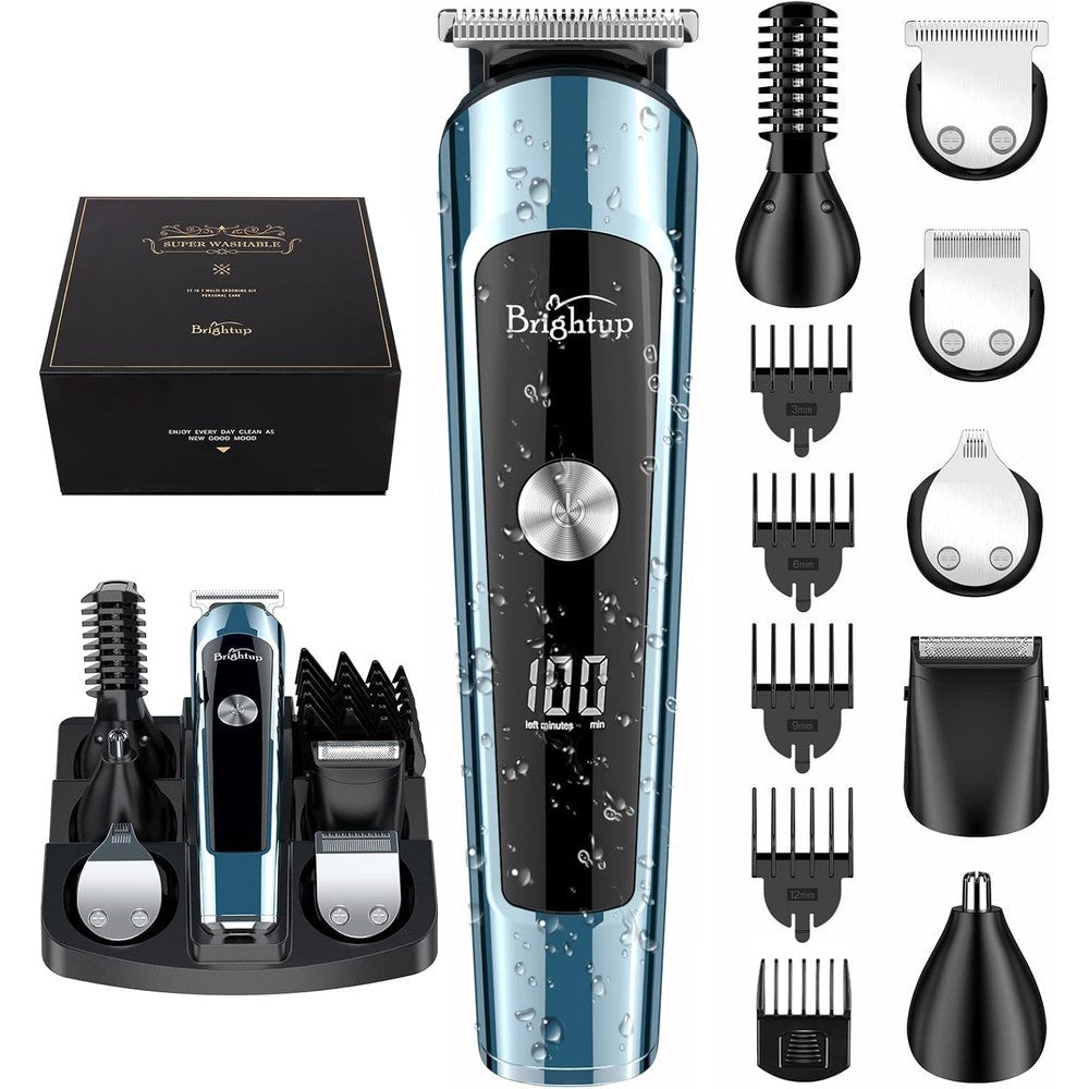 Brightup beard trimmer grooming kit front view showing LED display