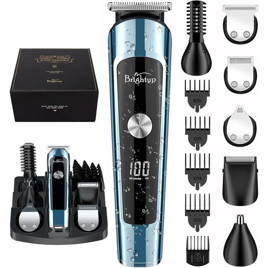 Brightup beard trimmer grooming kit front view showing LED display