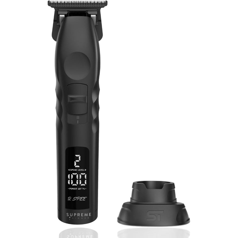 Supreme Trimmer 2Spee ST622 cordless barber trimmer front view showcasing black matte finish.