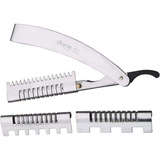 Diane Shaper with 3 Guards D2 Stainless Steel grooming tool front view.
