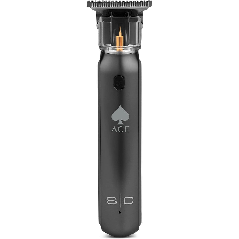 Stylecraft Ace Cordless Precision Hair Trimmer front view showcasing the black body and spade logo