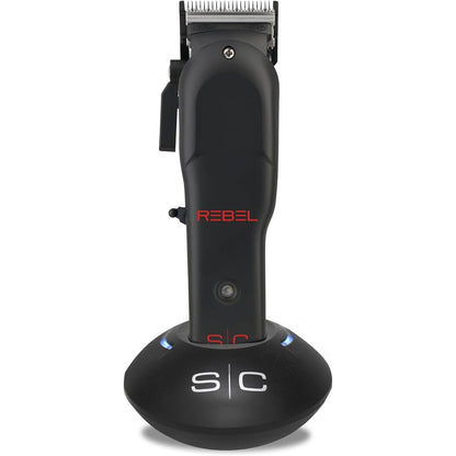 Stylecraft Rebel professional cordless hair clipper front view showing matte black body styling