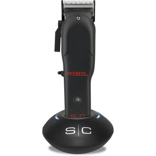 Stylecraft Rebel professional cordless hair clipper front view showing matte black body styling