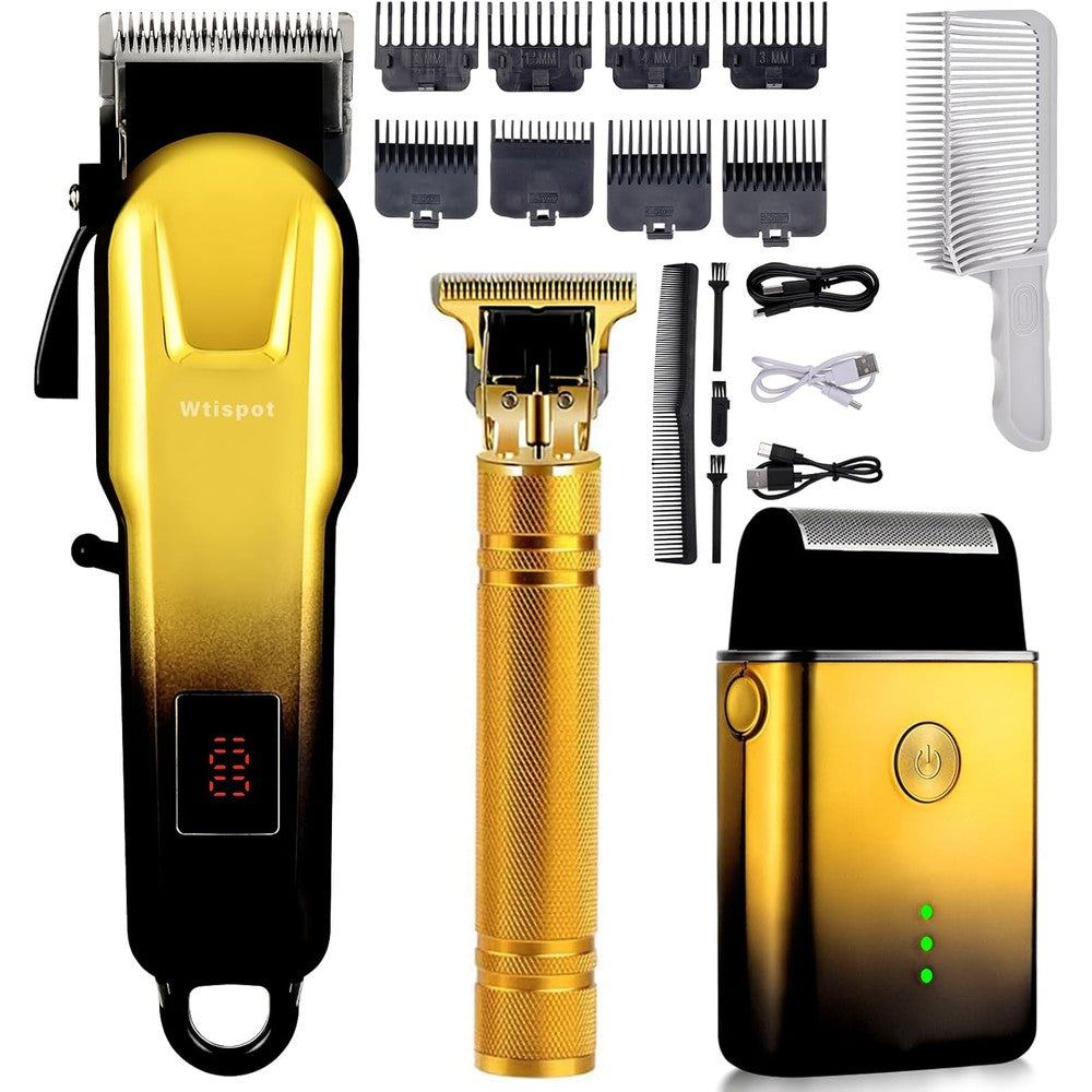 Dabetechts professional hair clippers set front view showing clipper trimmer and shaver kit