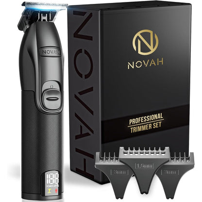 NOVAH Grooming professional hair clipper front view showing matte black metal unibody