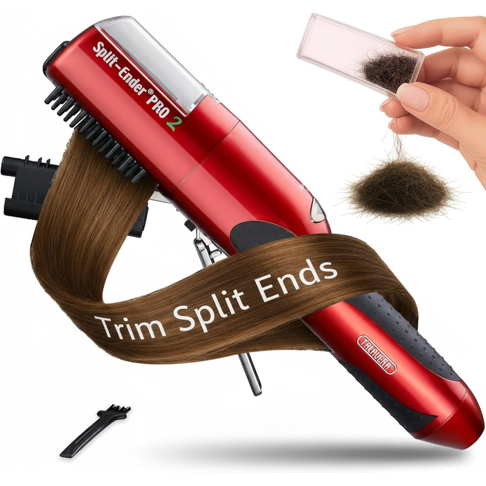 Split-Ender Pro 2 professional cordless split end hair trimmer in red front view