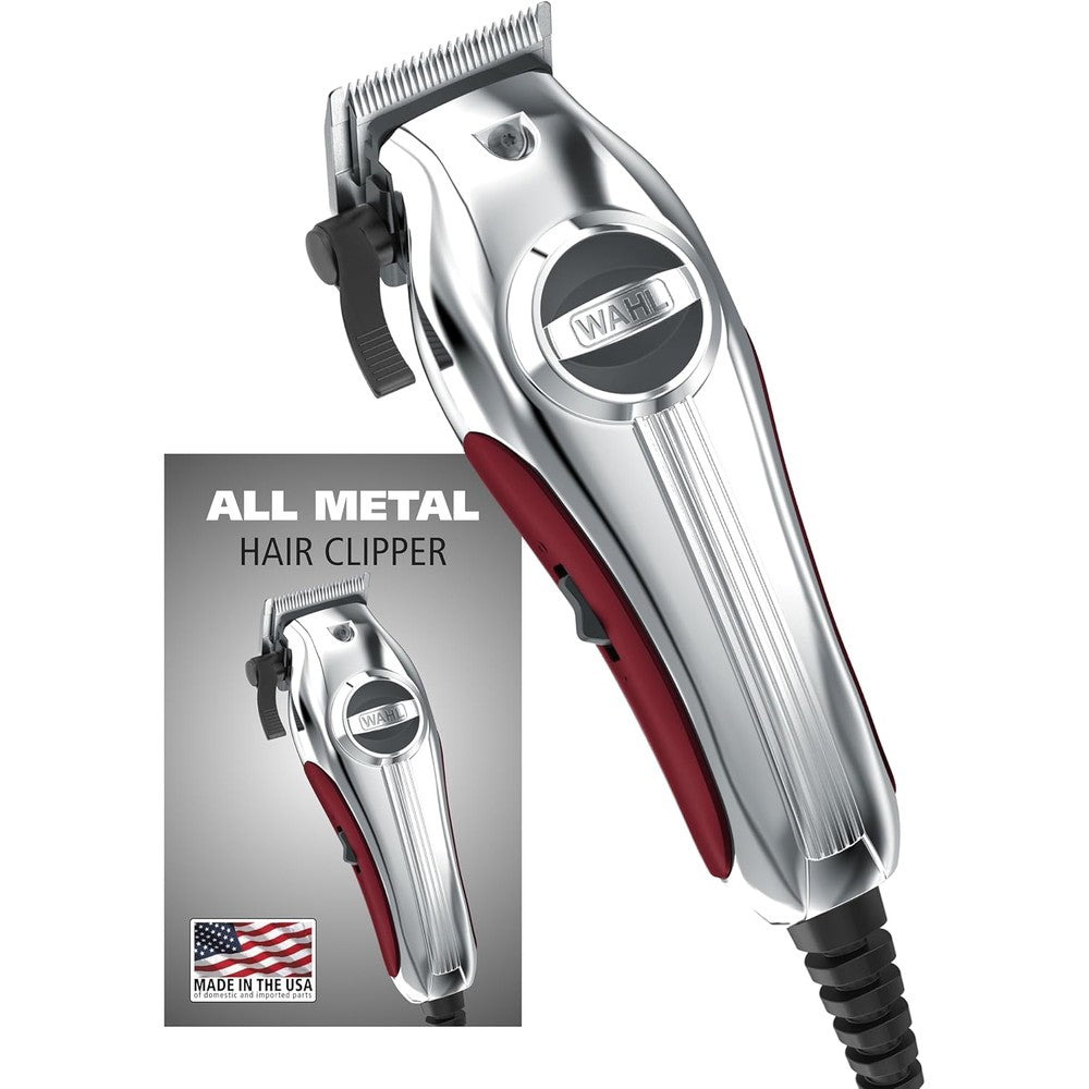 Wahl USA Pro Ultra Quiet corded hair clipper front view showing premium metal housing