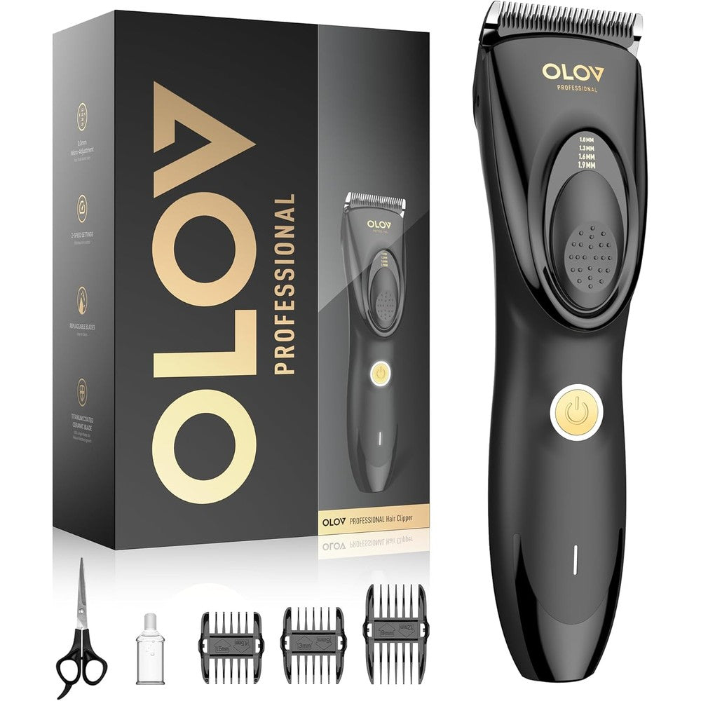 OLOV PROFESSIONAL cordless hair clipper kit front view professional men's grooming tool