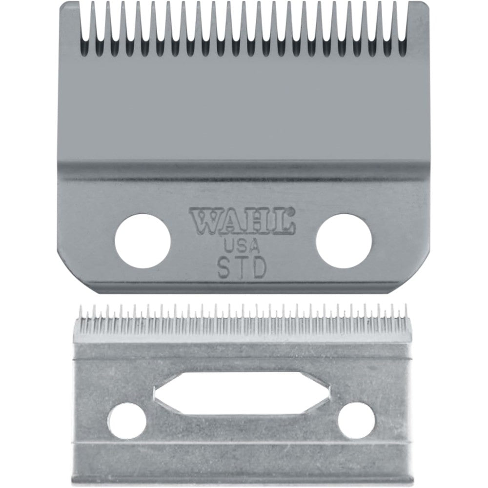 Wahl Professional 2-hole stagger-tooth clipper blade front view showing precise high-carbon steel teeth