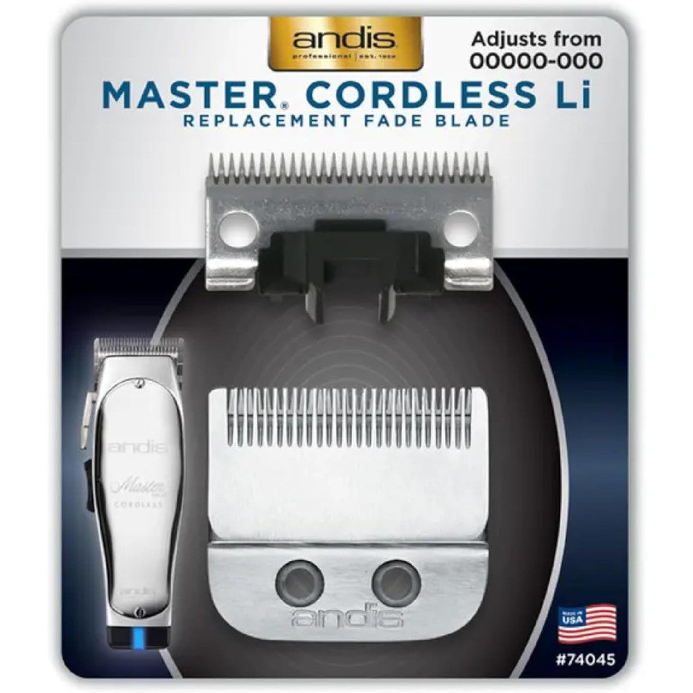 Andis Master Cordless Li Replacement Fade Blade front view for professional clippers