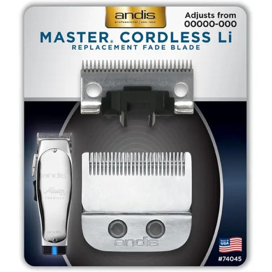 Andis Master Cordless Li Replacement Fade Blade front view for professional clippers
