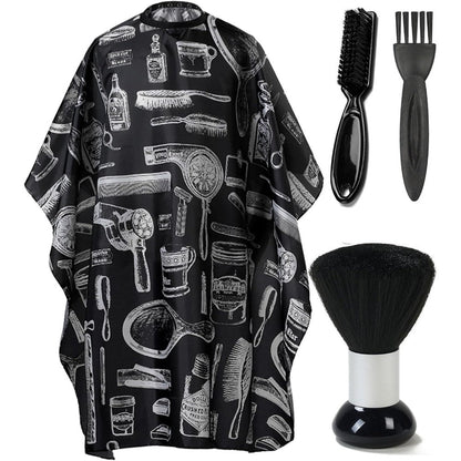 Leaflai professional hair cutting cape front view showing black and white barber pattern