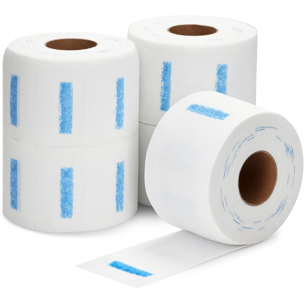 Juvale barber neck tape front view of five white paper rolls for professional salons