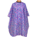 Plum Hill hair salon cape front view showing purple and pink swirl pattern