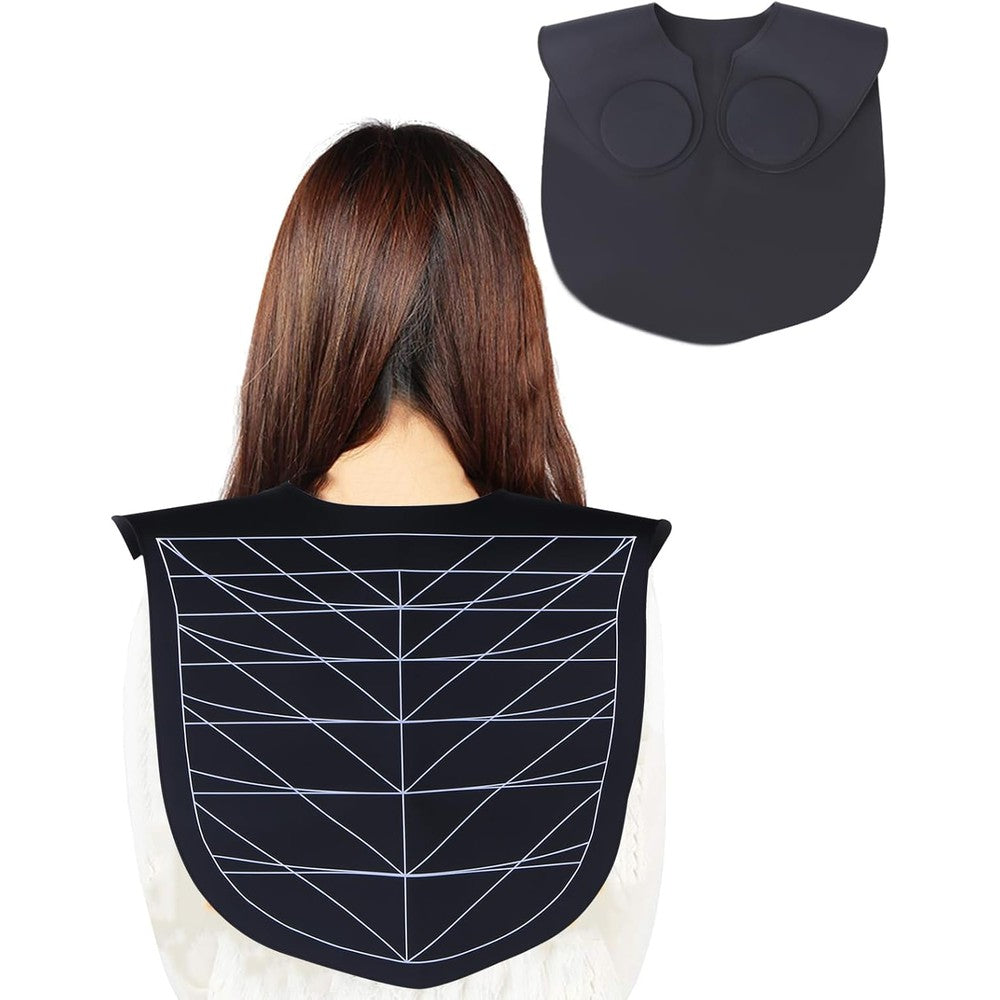 Yarlung hair cutting collar front view featuring precise white guidelines on a black silicone background.