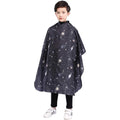 Perfehair kids haircut cape front view featuring black space print