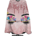 Carwayii pink glitter eyelash salon barber cape front view
