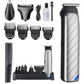 Omicarry cordless hair and beard trimmer front view showcasing the metallic silver and black body.