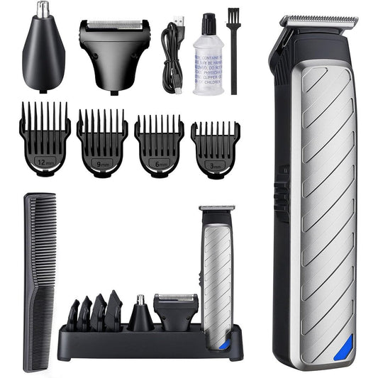 Omicarry Professional Cordless Hair and Beard Trimmer front view on charging base.