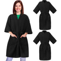 Syhood waterproof salon robes front view in black