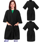 Syhood waterproof salon robes front view in black