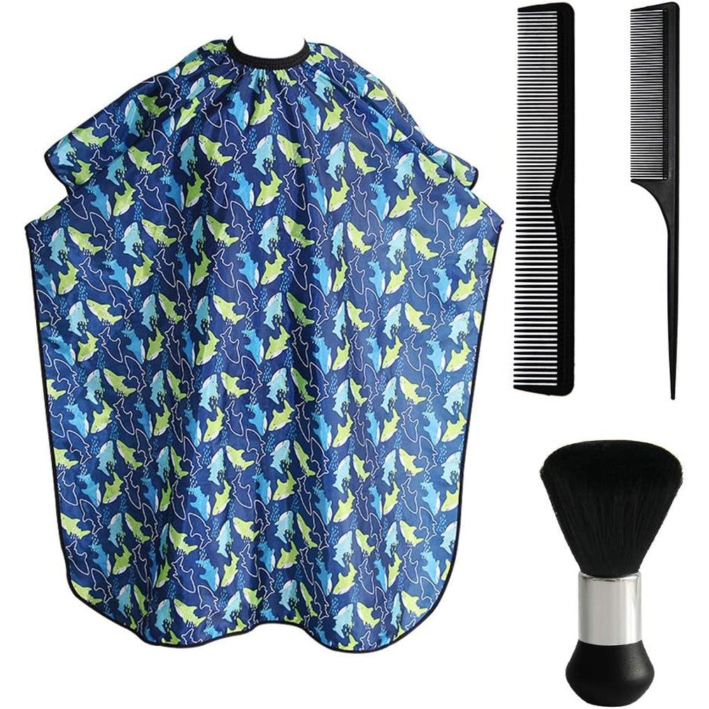 Flagsky kids haircut cape and neck duster brush set front view for home salon grooming