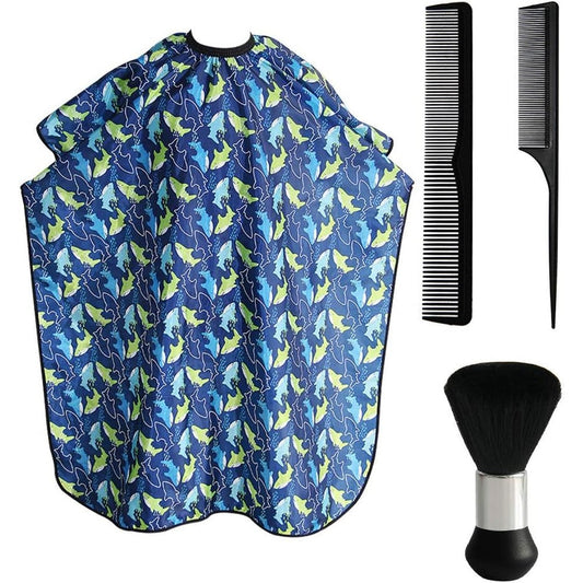 Flagsky kids haircut cape and neck duster brush set front view for home salon grooming