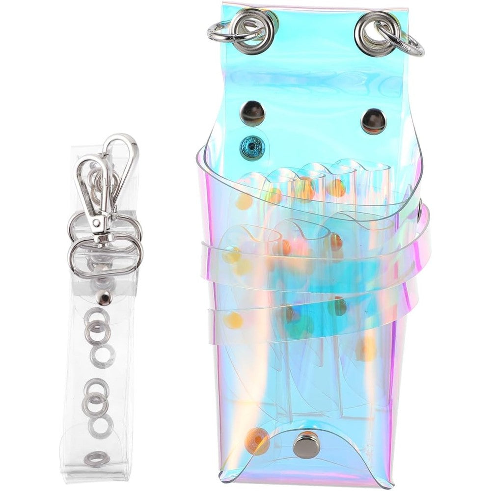 Beaupretty Barber Scissors Pouch front view showing holographic transparent design and multiple tool slots.