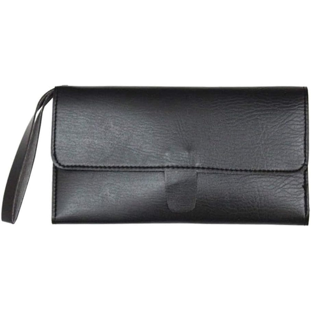 Uonlytech professional leather scissors holder pouch case front view showing black finish