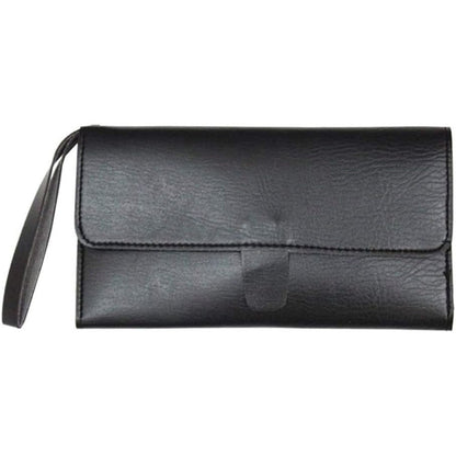 Uonlytech professional leather scissors holder pouch case front view showing black finish