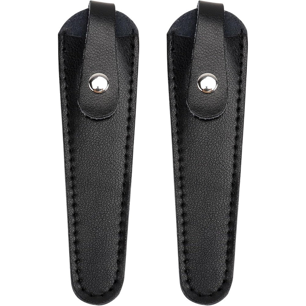 Minkissy leather scissor sleeve front view showing premium black protective cover.