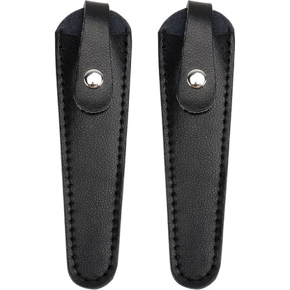 Minkissy leather scissor sleeve front view showing premium black protective cover.