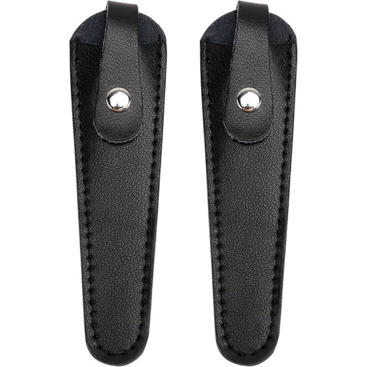 Minkissy leather scissor sleeve front view showing premium black protective cover.