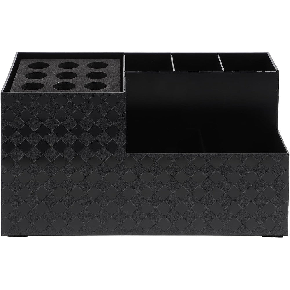 Minkissy scissor holder for hairdressers front view showcasing multiple storage compartments for salon shears.