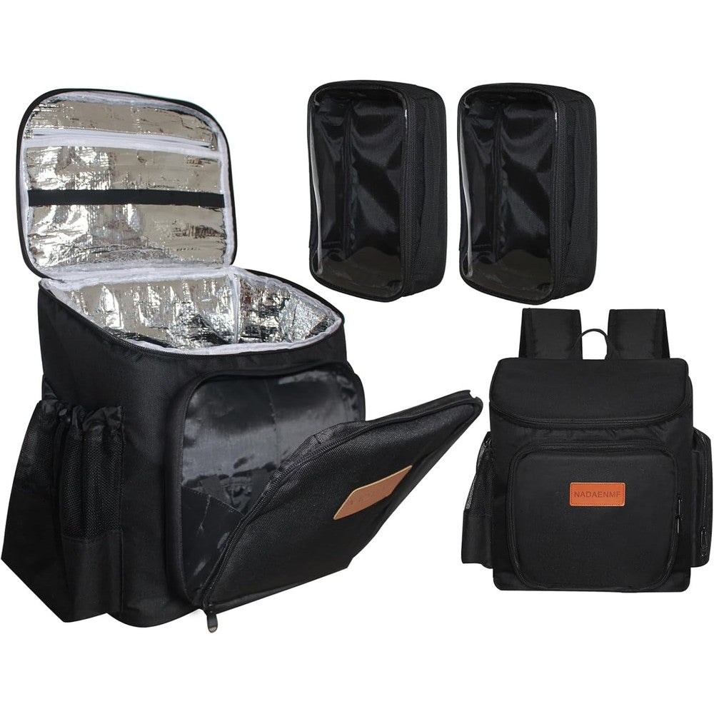 NADAENMF hairstylist travel bag front view showing professional black nylon backpack design for barber tools