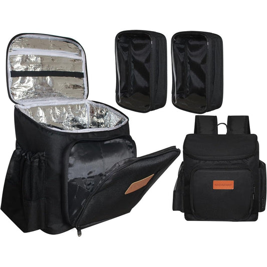 NADAENMF hairstylist travel bag front view showing professional black nylon backpack design for barber tools