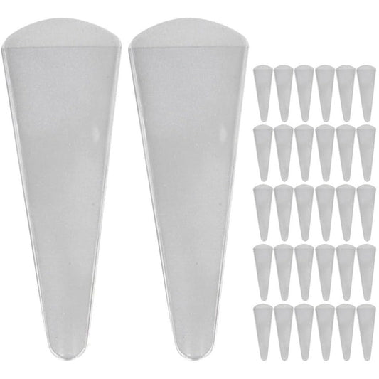 Alipis transparent scissor protector sleeves fifty piece pack front view showing clear PVC pouches for salon hair shears storage