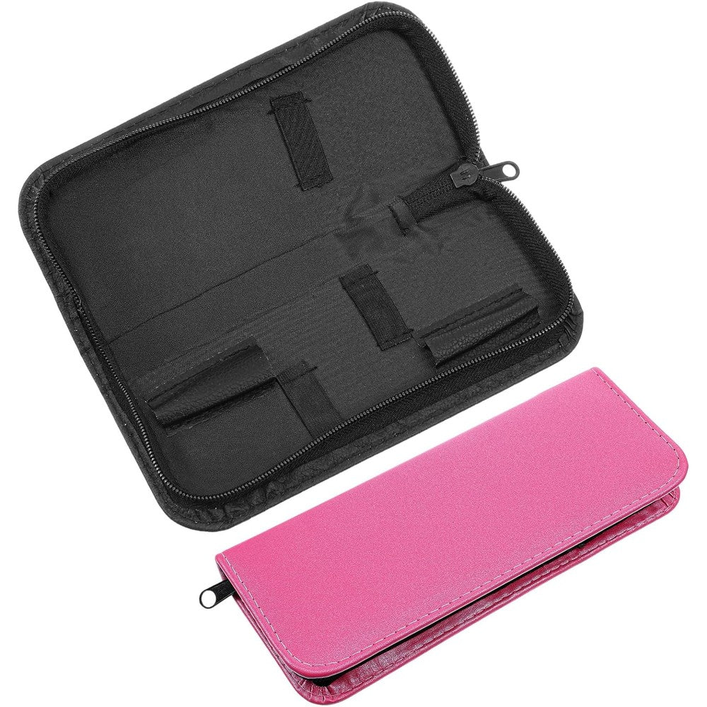 Jxiwfvl professional hair scissor case front view showing black and pink zippered pouches