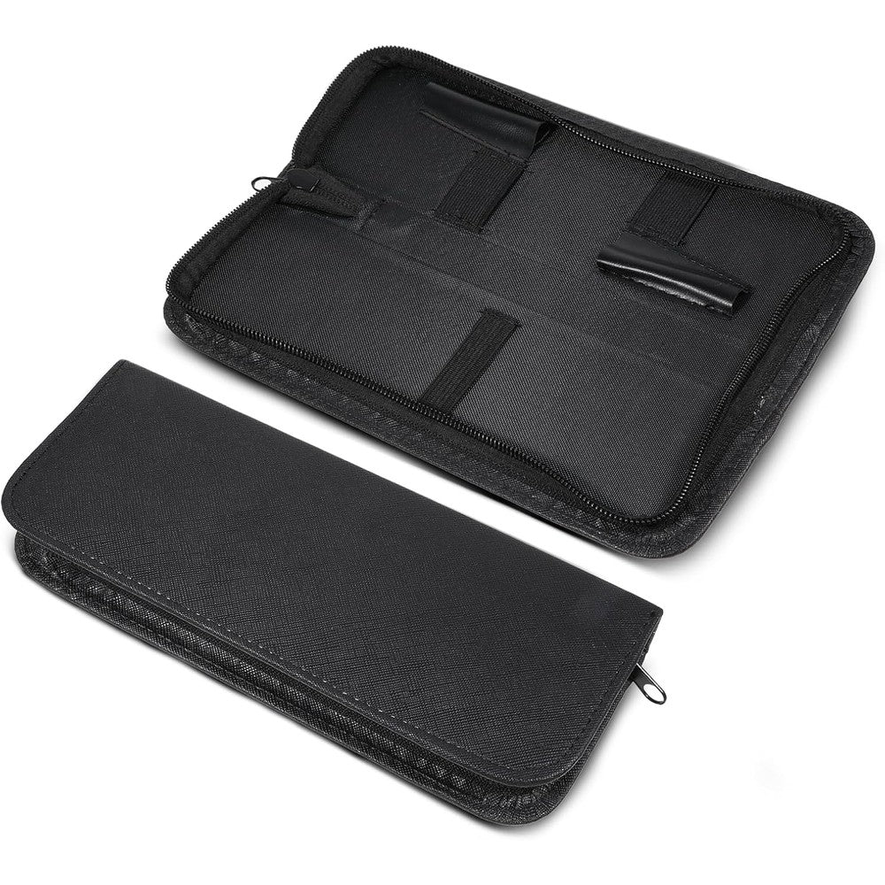 Zelphvt professional scissors bag front view showcasing premium black polyester material and secure zipper closure.