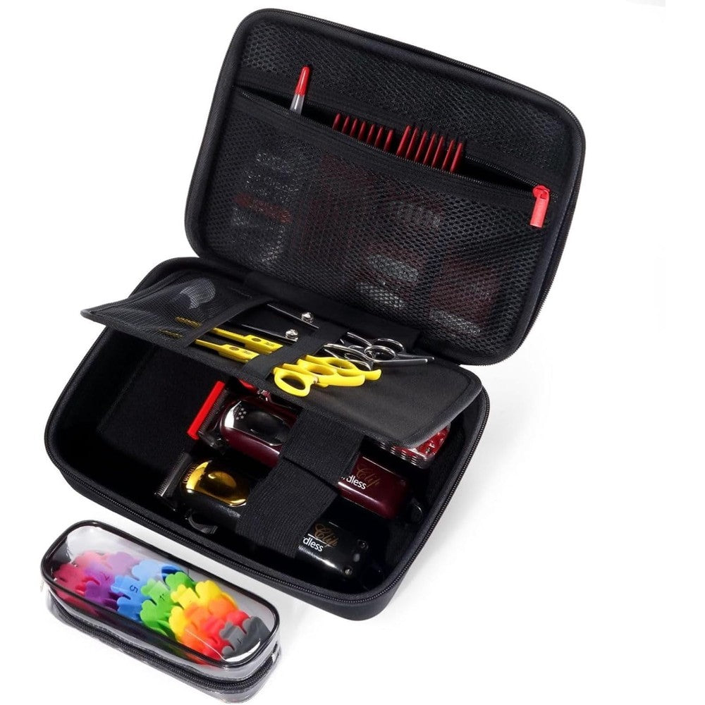 ProCase hard barber accessories case front view showing black protective exterior shell.