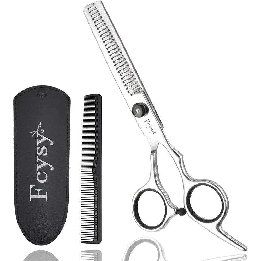 Fcysy 6 inch professional hair thinning shears front view on a clean background.