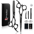 Smithking Seimeiken professional hair cutting scissors front view highlighting the sleek black finish.